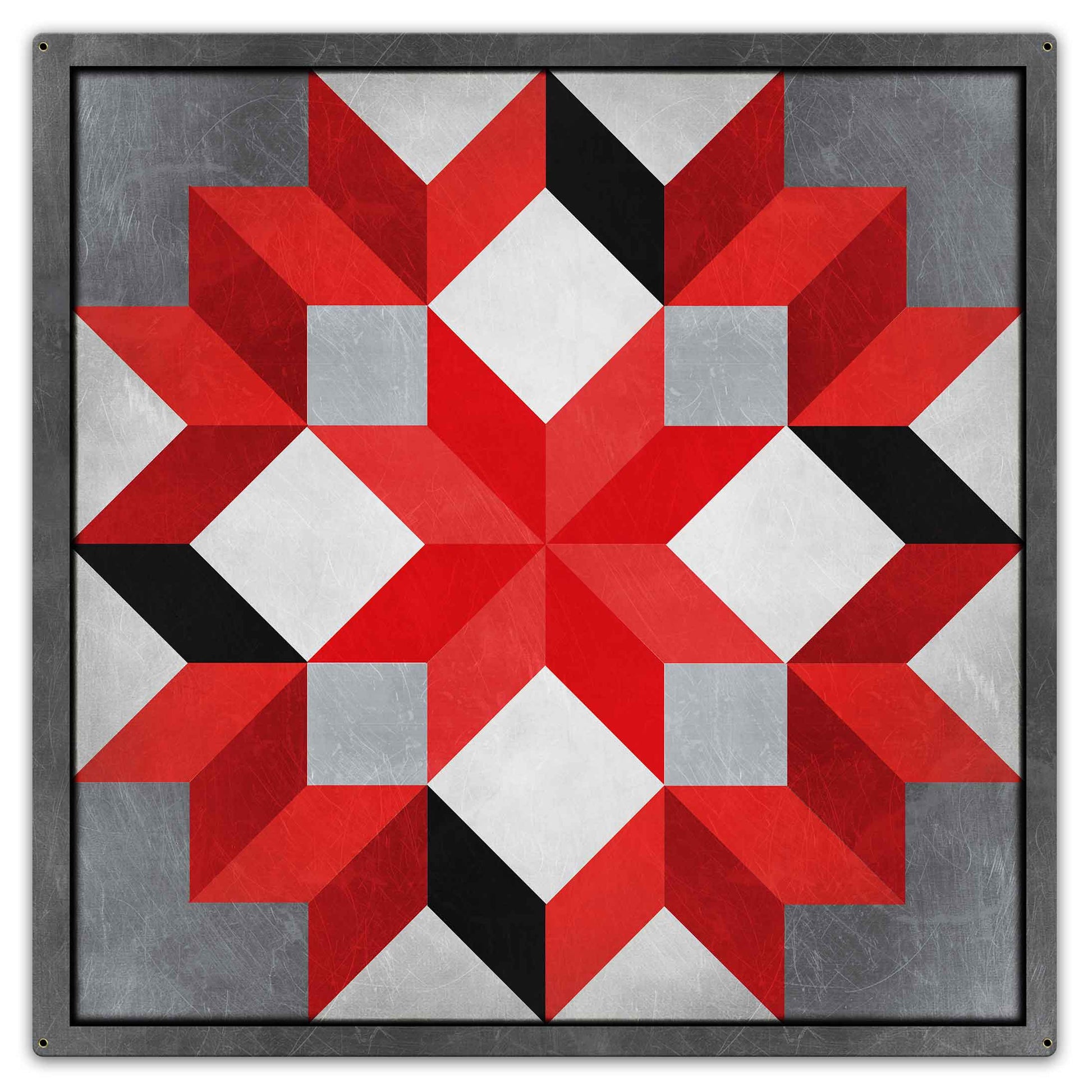 Eight Square Quilt Red Black White 36 x 36 Custom Shape