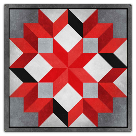 Eight Square Quilt Red Black White 36 x 36 Custom Shape