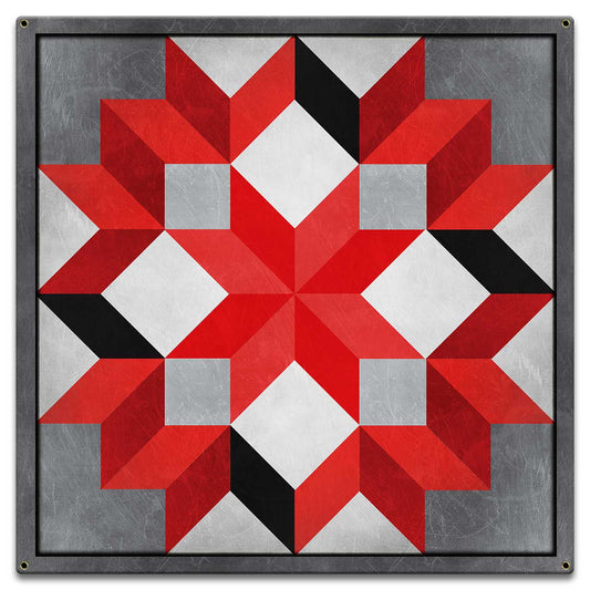 Eight Square Quilt Red Black White 18 x 18 Custom Shape