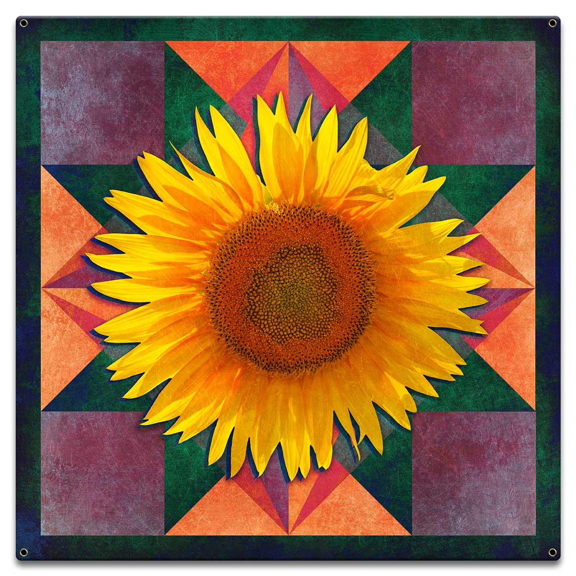 Sunflower Four Corners 18 x 18 Custom Shape