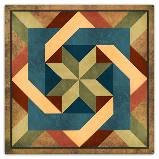 Box In Box Earth tones 36 x 36 Custom Shape