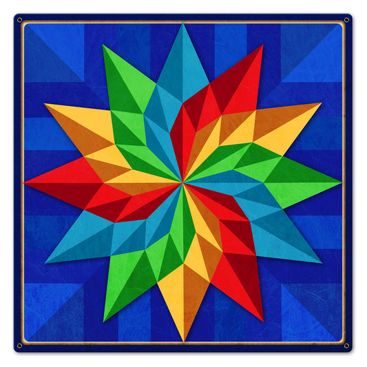 Pinwheel Quilt Blue Green Yellow Red 24 x 24 Custom Shape