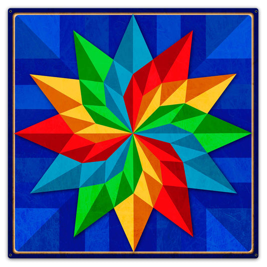 Pinwheel Quilt Blue Green Yellow Red 36 x 36 Custom Shape