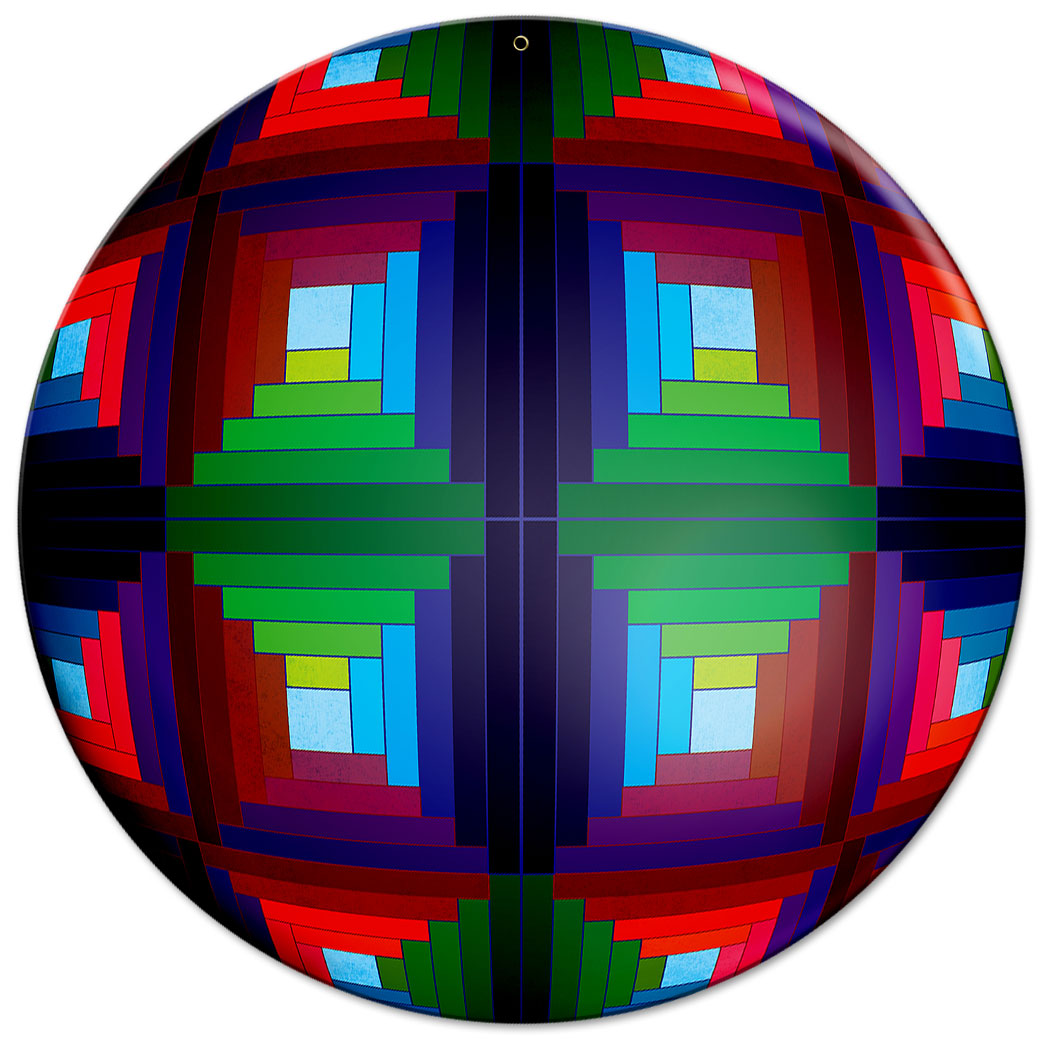 Log Cabin Quilt Sphere 14 x 14 Round