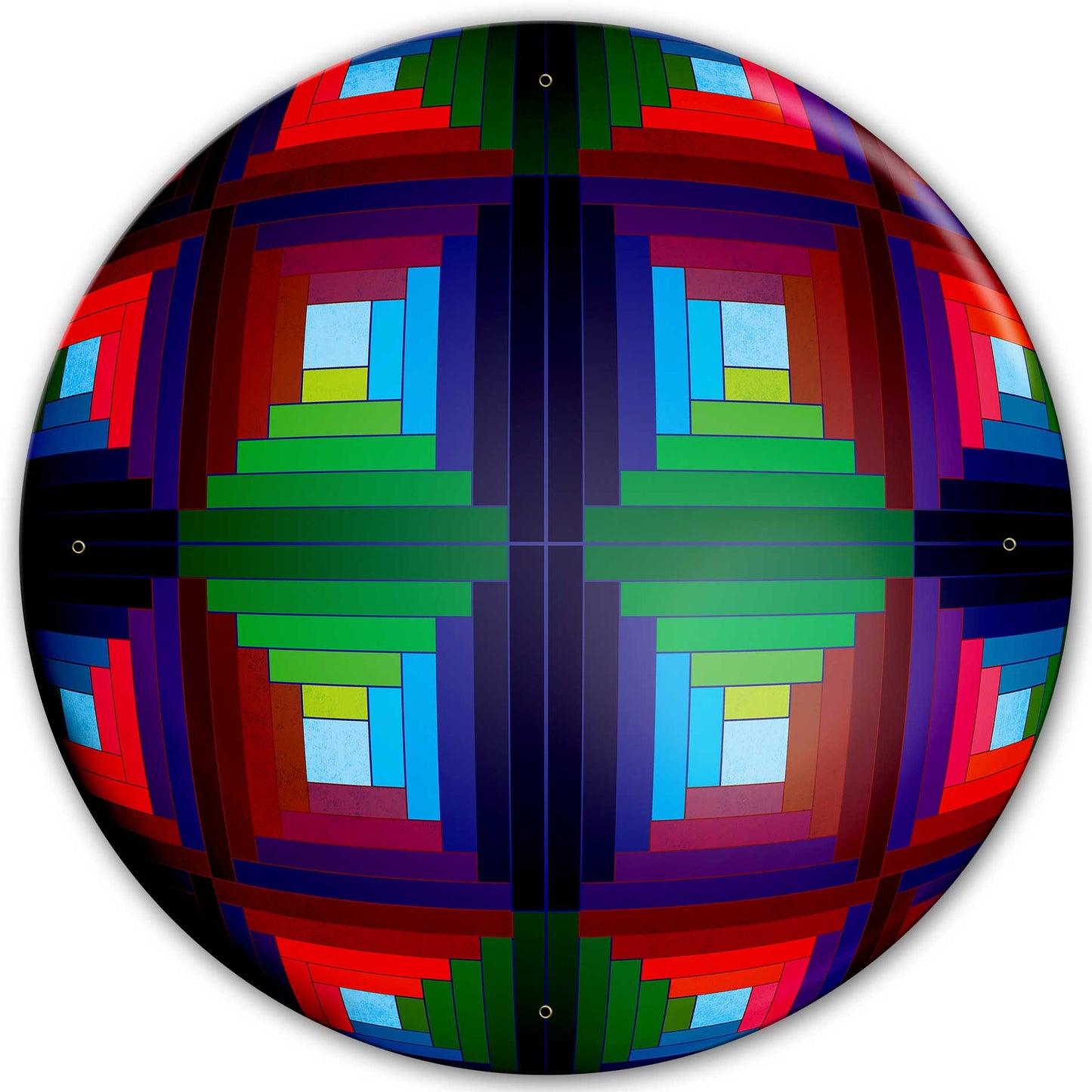 Log Cabin Quilt Sphere 28 x 28 Round