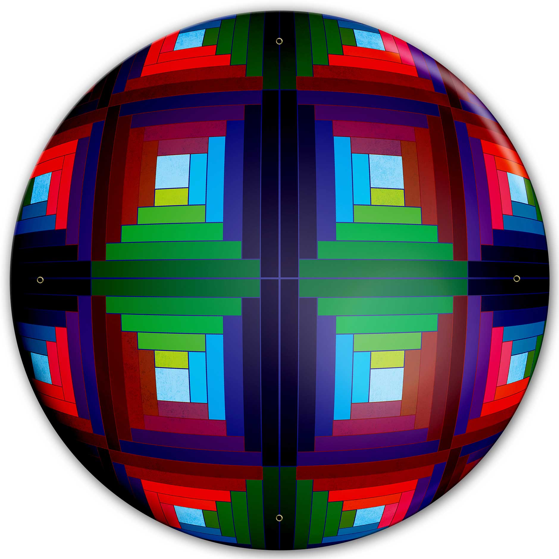 Log Cabin Quilt Sphere 28 x 28 Round