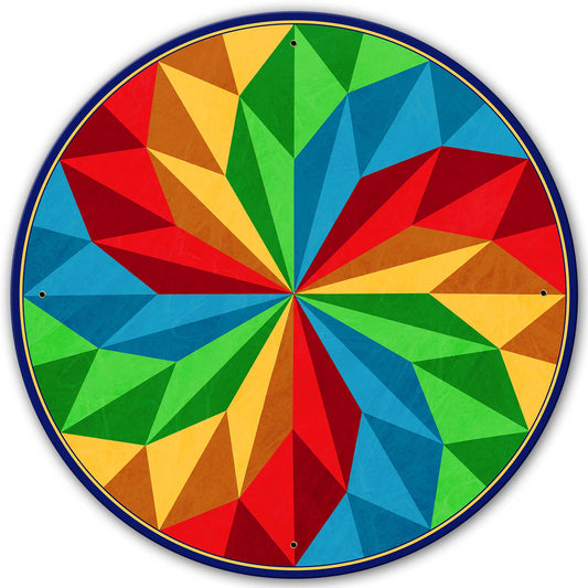 Pinwheel Blue Green Yellow Red 28 x 28 Round