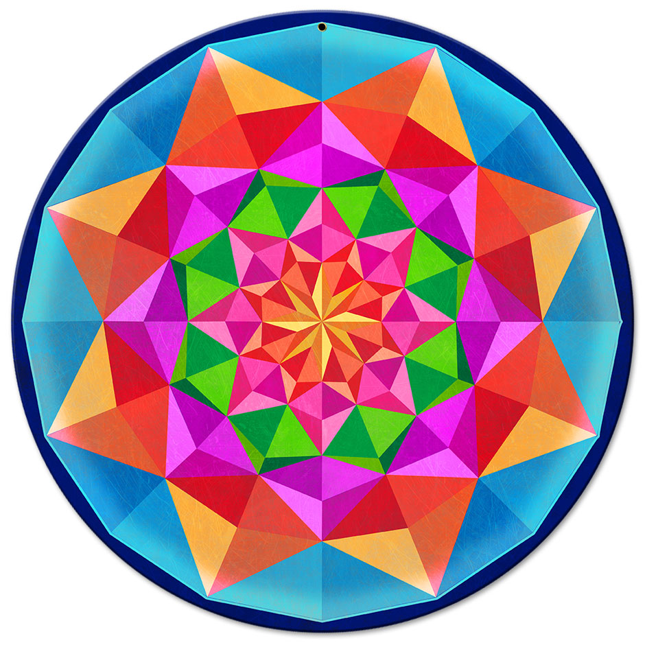 Arabesque Quilt Blue 14 x 14 Round