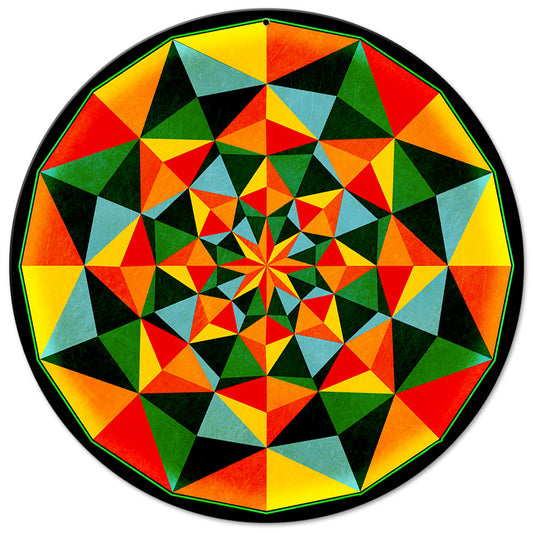 Arabesque Quilt Green Orange 14 x 14 Round