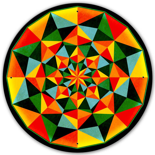 Arabesque Quilt Green Orange 28 x 28 Custom Shape