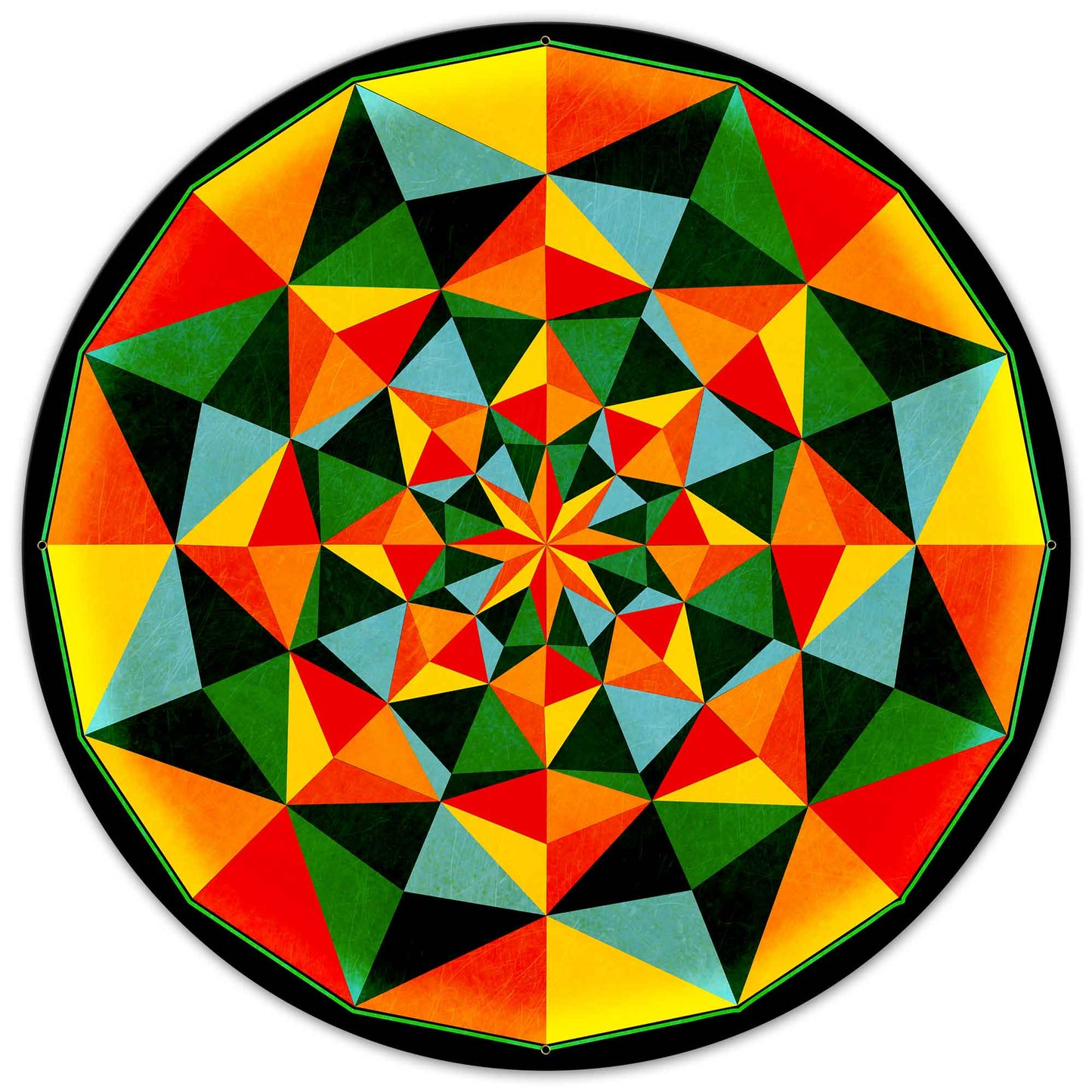 Arabesque Quilt Green Orange 36 x 36 Custom Shape