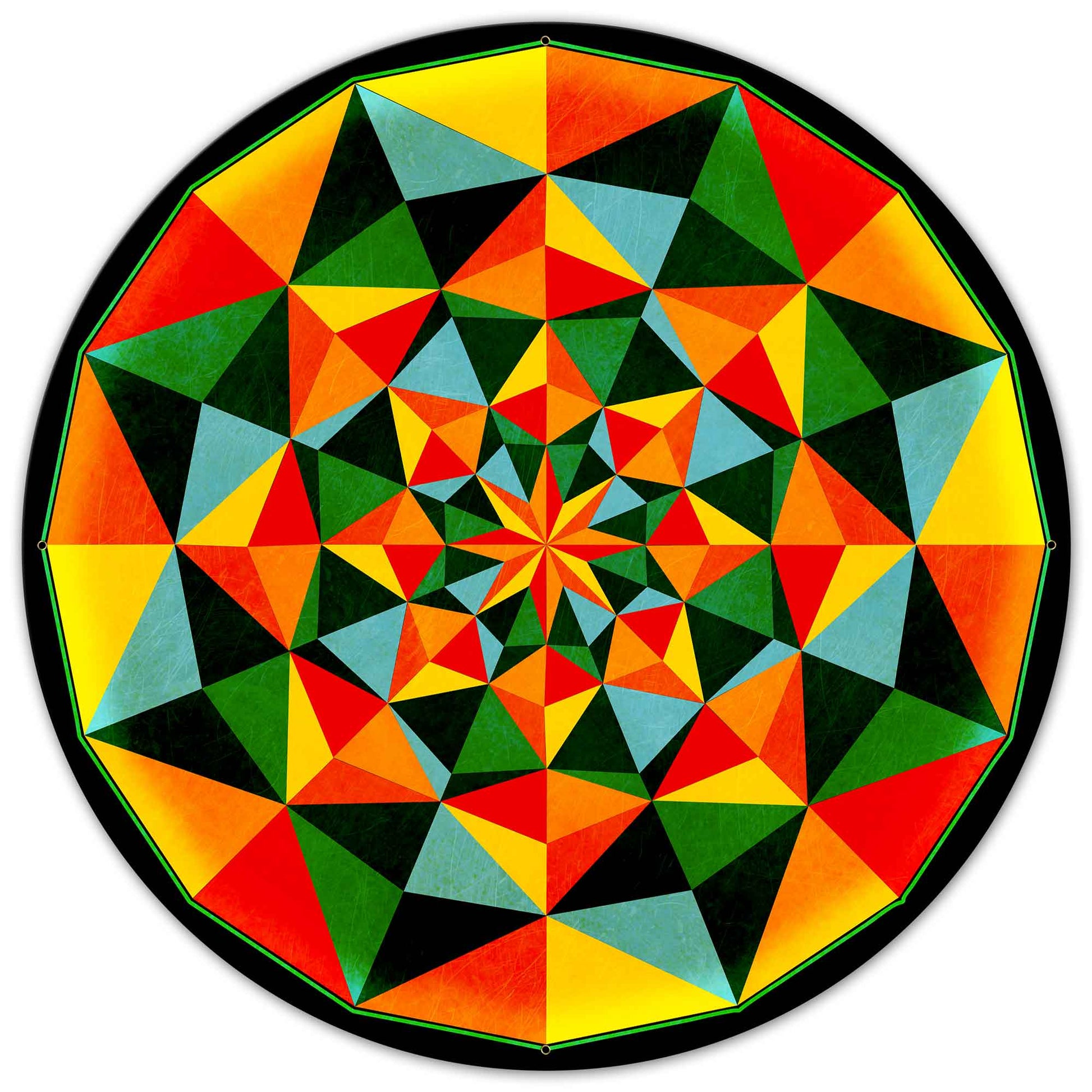 Arabesque Quilt Green Orange 36 x 36 Custom Shape