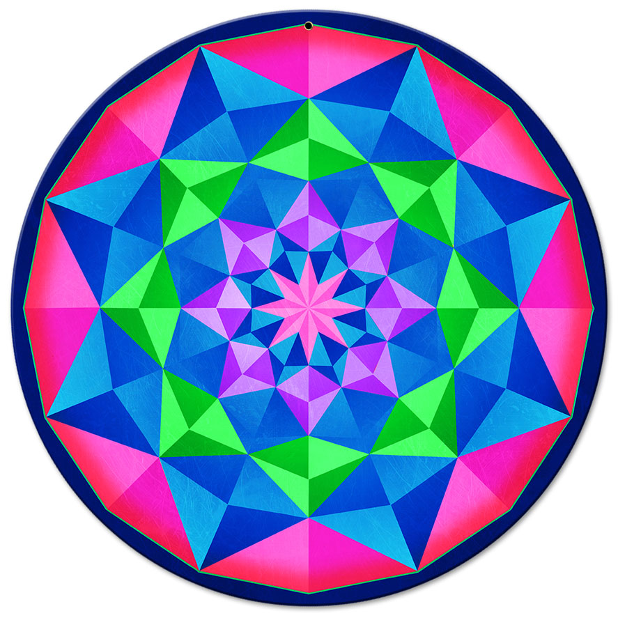 Arabesque Quilt Blue Green Mag 14 x 14 Round