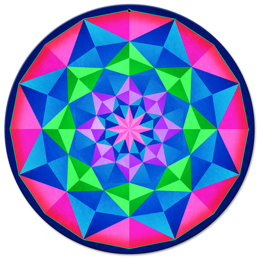 Arabesque Quilt Blue Green Mag 14 x 14 Round