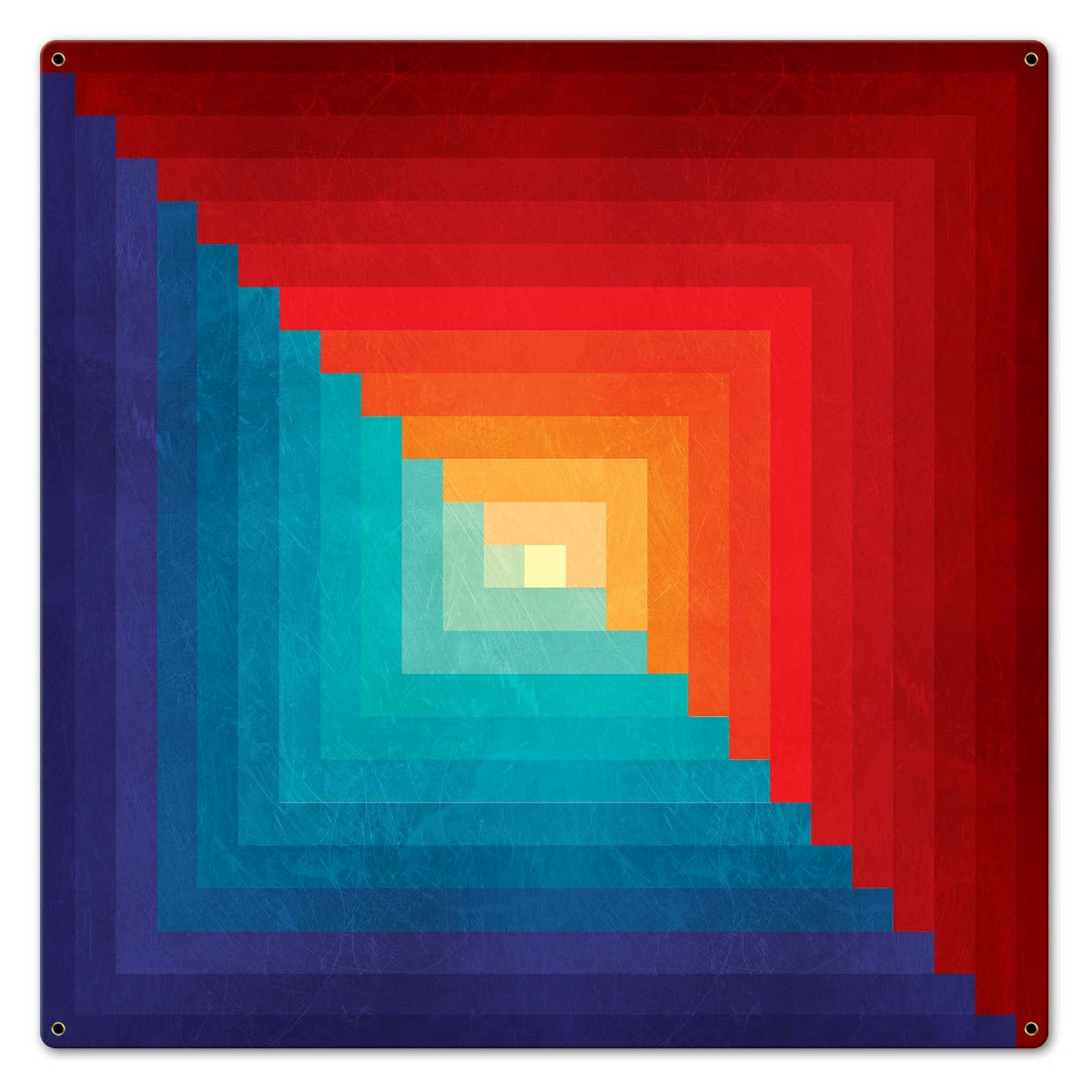 Log Cabin One Square Blue Orange 24 x 24 Custom Shape