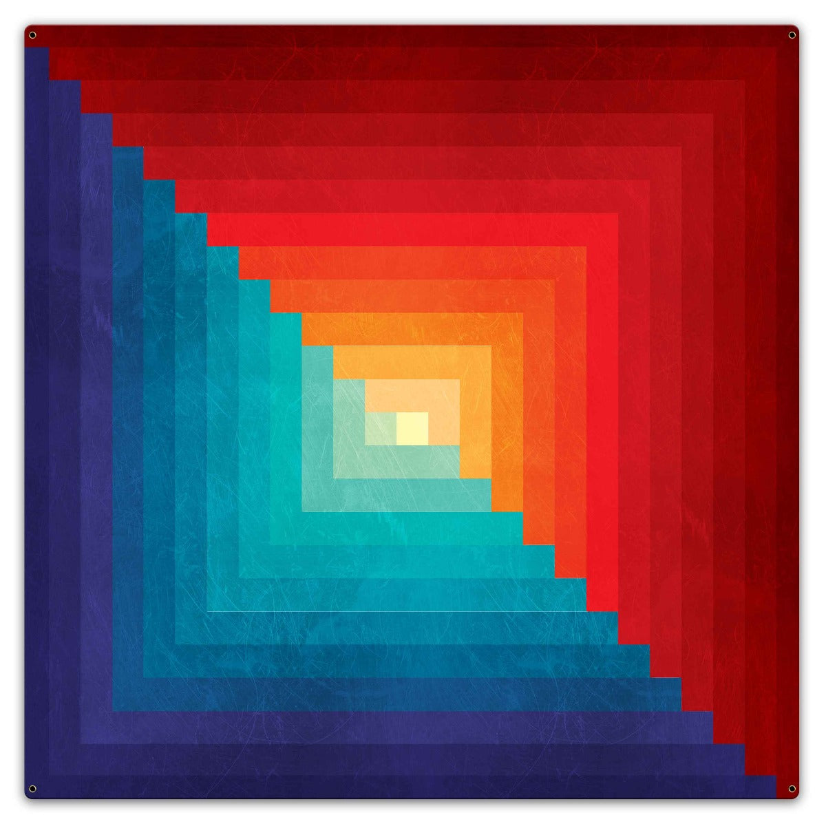 Log Cabin One Square Blue Orange 36 x 36 Custom Shape