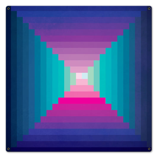 Log Cabin One Square Blue Mag 24 x 24 Custom Shape