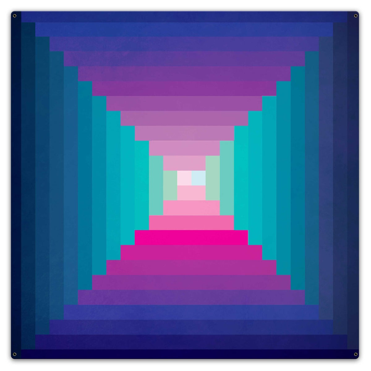 Log Cabin One Square Blue Mag 36 x 36 Custom Shape