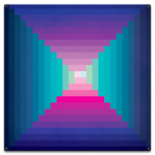 Log Cabin One Square Blue Mag 18 x 18 Custom Shape