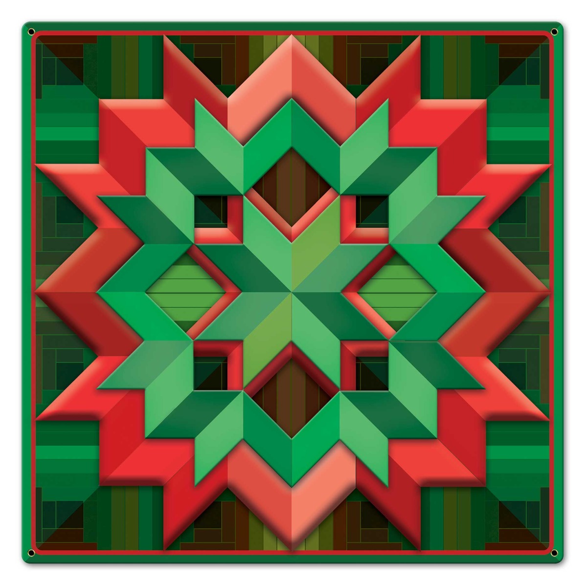 Christmas Colored Box Quilt 24 x 24 Custom Shape