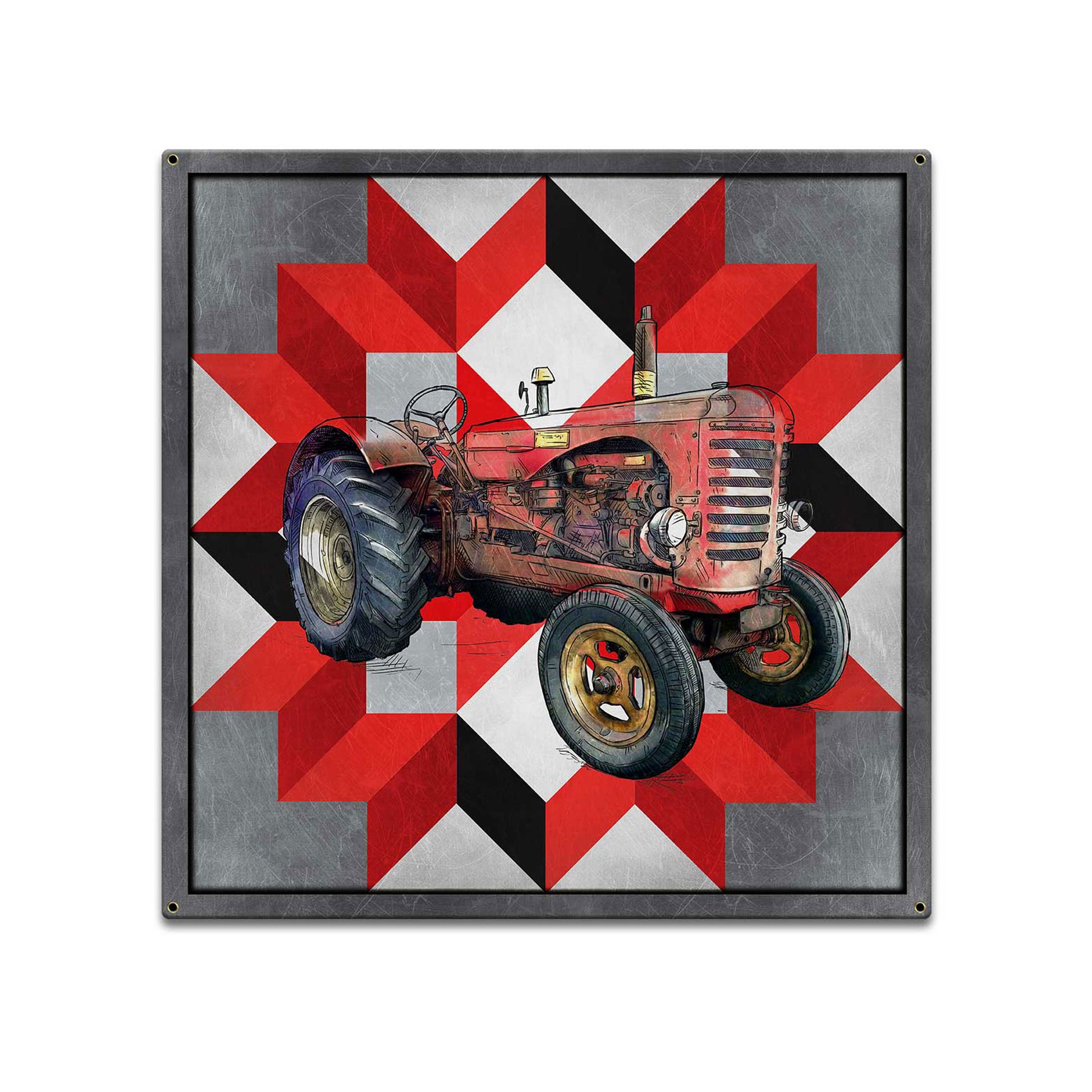 Tractor Quilt 18 x 18 Custom Shape