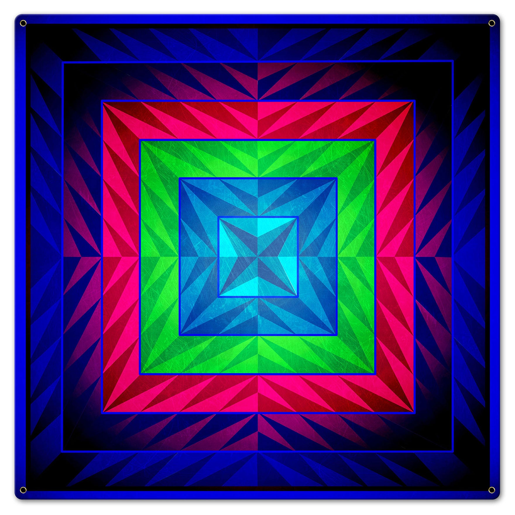Reverse Triangle Quilt Blue Purple Green 24 x 24 Custom Shape