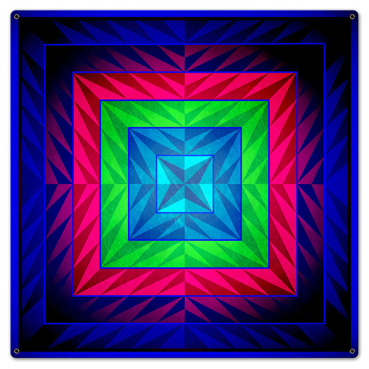 Reverse Triangle Quilt Blue Purple Green 24 x 24 Custom Shape