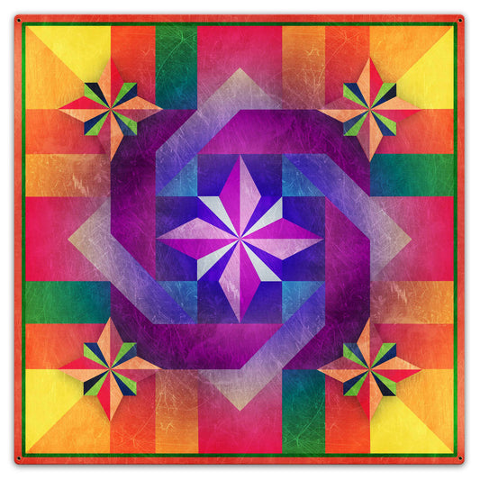 Five Square Orange Mag Quilt 36 x 36 Custom Shape