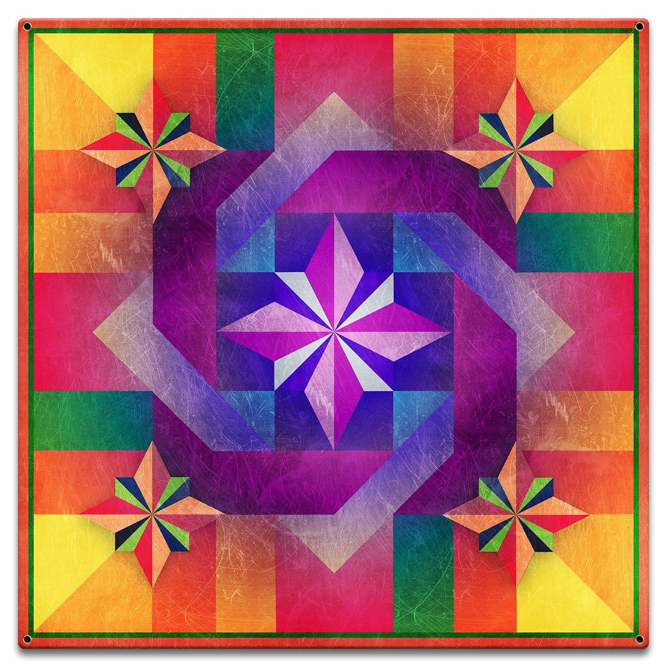 Five Square Orange Mag Quilt 18 x 18 Custom Shape