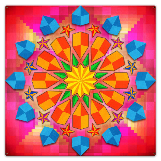 Twelve Point Log Cabin Quilt 36 x 36 Custom Shape