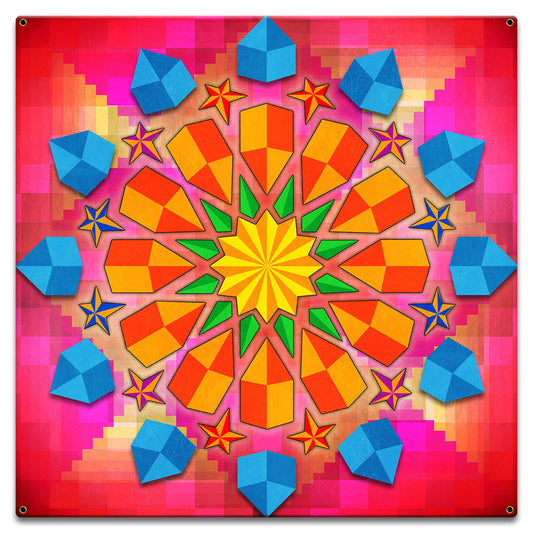 Twelve Point Log Cabin Quilt 18 x 18 Custom Shape