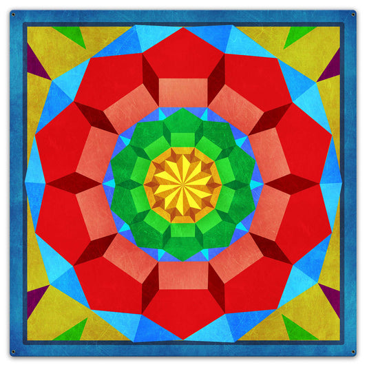 Pentagon Circle Quilt BRGY 36 x 36 Custom Shape