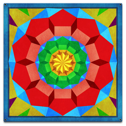 Pentagon Circle Quilt BRGY 18 x 18 Custom Shape