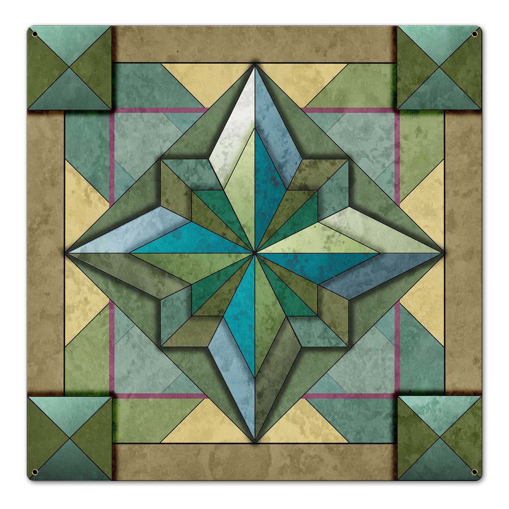 8 Point Quilt Earthtones Light 24 x 24 Custom Shape