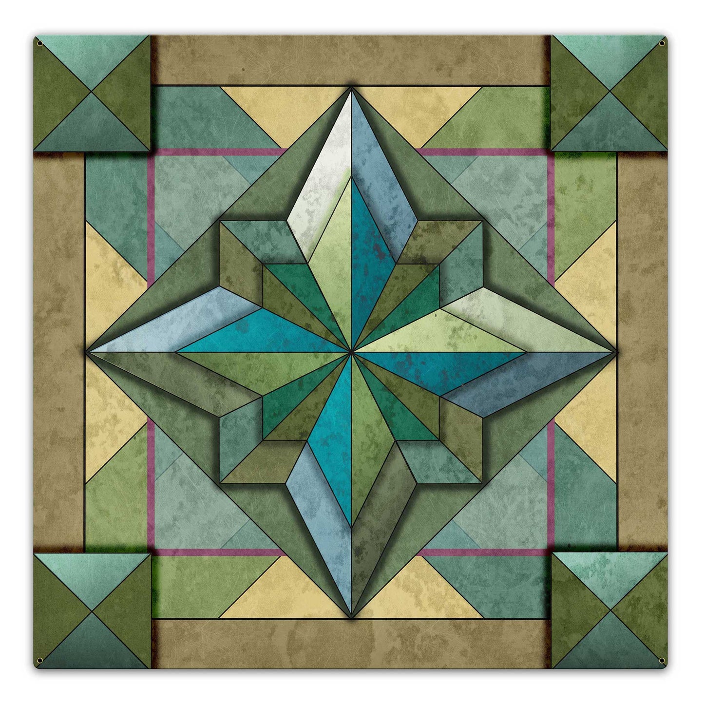 8 Point Quilt Earthtones Light 36 x 36 Custom Shape