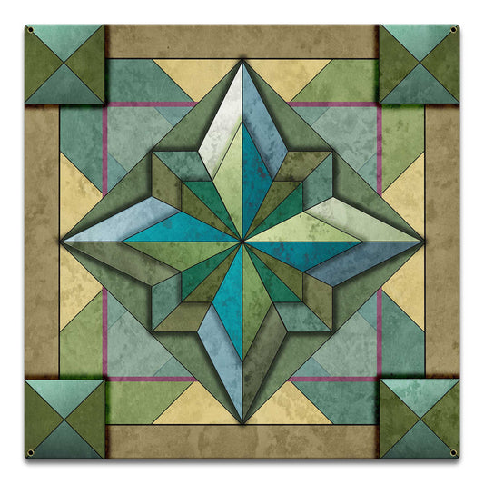 8 Point Quilt Earthtones Light 18 x 18 Custom Shape