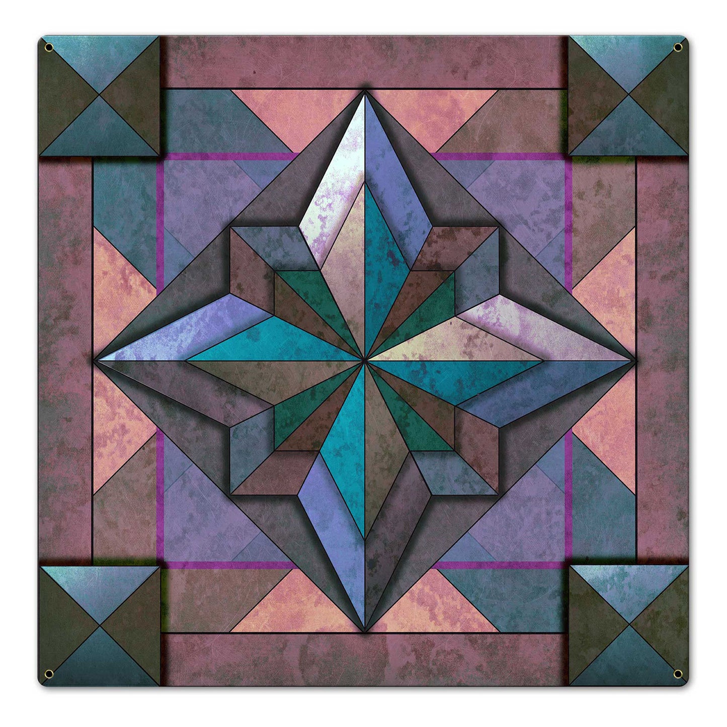 8 Point Quilt Earthtones Dark 24 x 24 Custom Shape
