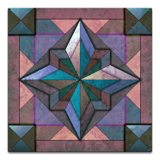 8 Point Quilt Earthtones Dark 18 x 18 Custom Shape