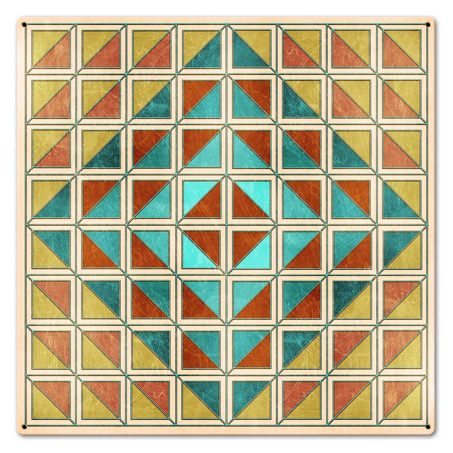 Squares And Triangles Earthtones Quilt 24 x 24 Custom Shape
