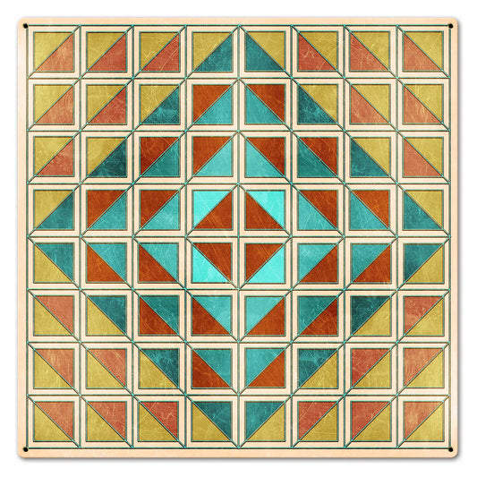 Squares And Triangles Earthtones Quilt 24 x 24 Custom Shape