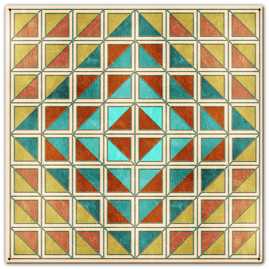 Squares And Triangles Earthtones Quilt 30 x 30 Custom Shape