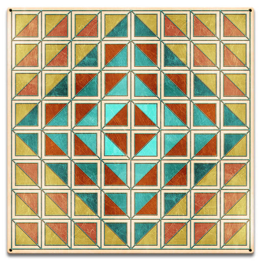 Squares And Triangles Earthtones Quilt 18 x 18 Custom Shape