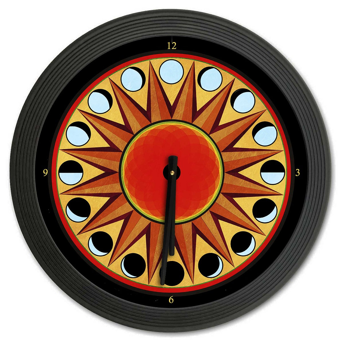 Moon Phases 16 Point Star Hex Sign 18 x 18 Clock