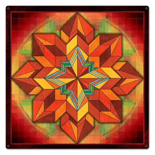 Orange Geometric Quilt 24 x 24 Custom Shape