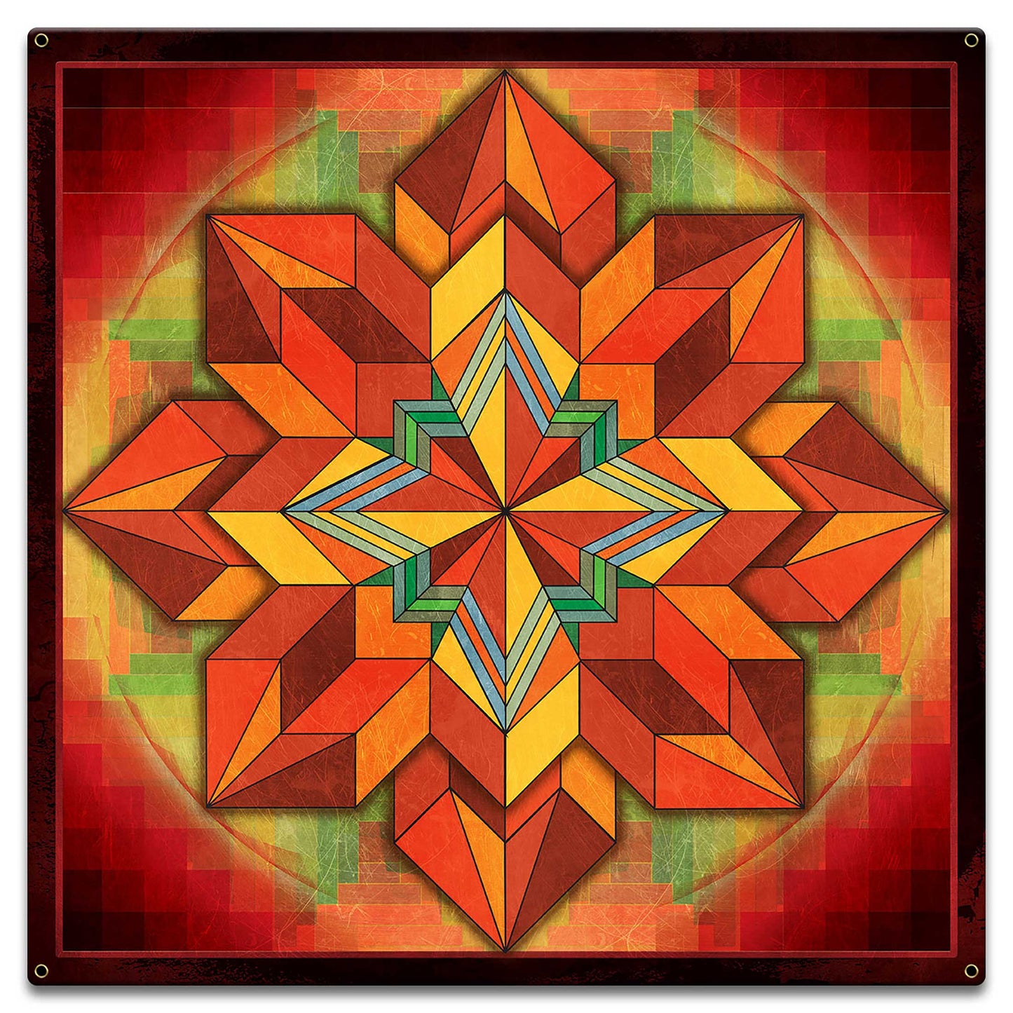 Orange Geometric Quilt 18 x 18 Custom Shape