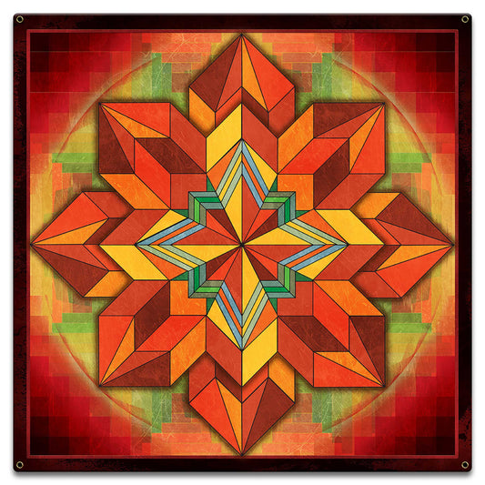 Orange Geometric Quilt 18 x 18 Custom Shape