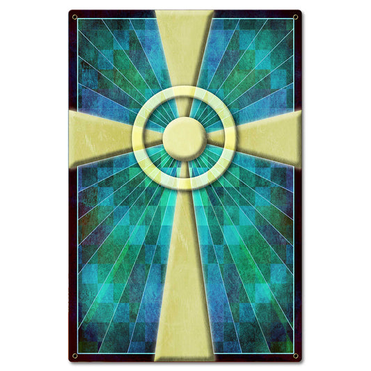 AQP692 - Cross Quilt Stained Glass Blue