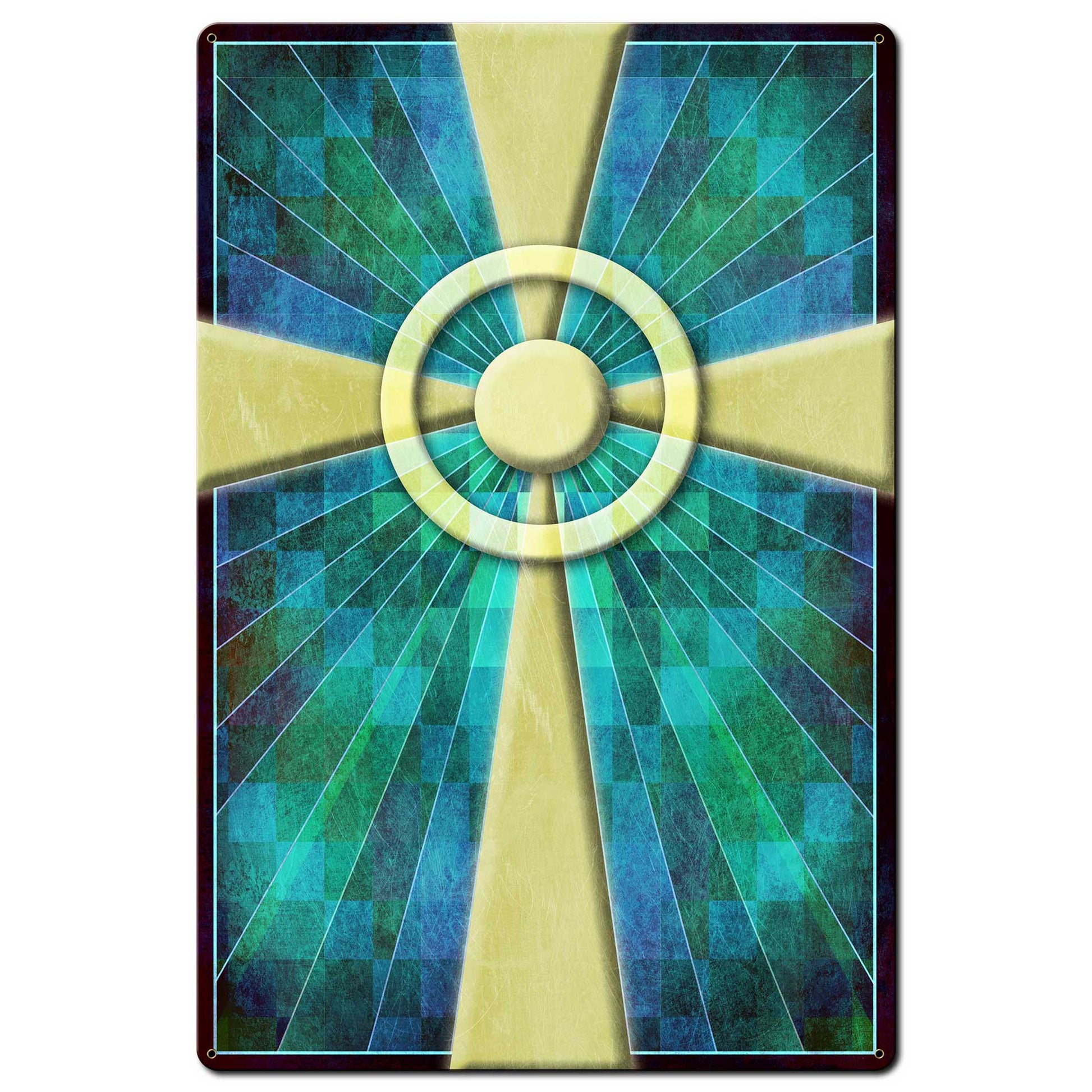AQP693 - Cross Quilt Stained Glass Blue