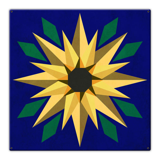 Sunflower Blue Background 30 X 30 vintage metal sign