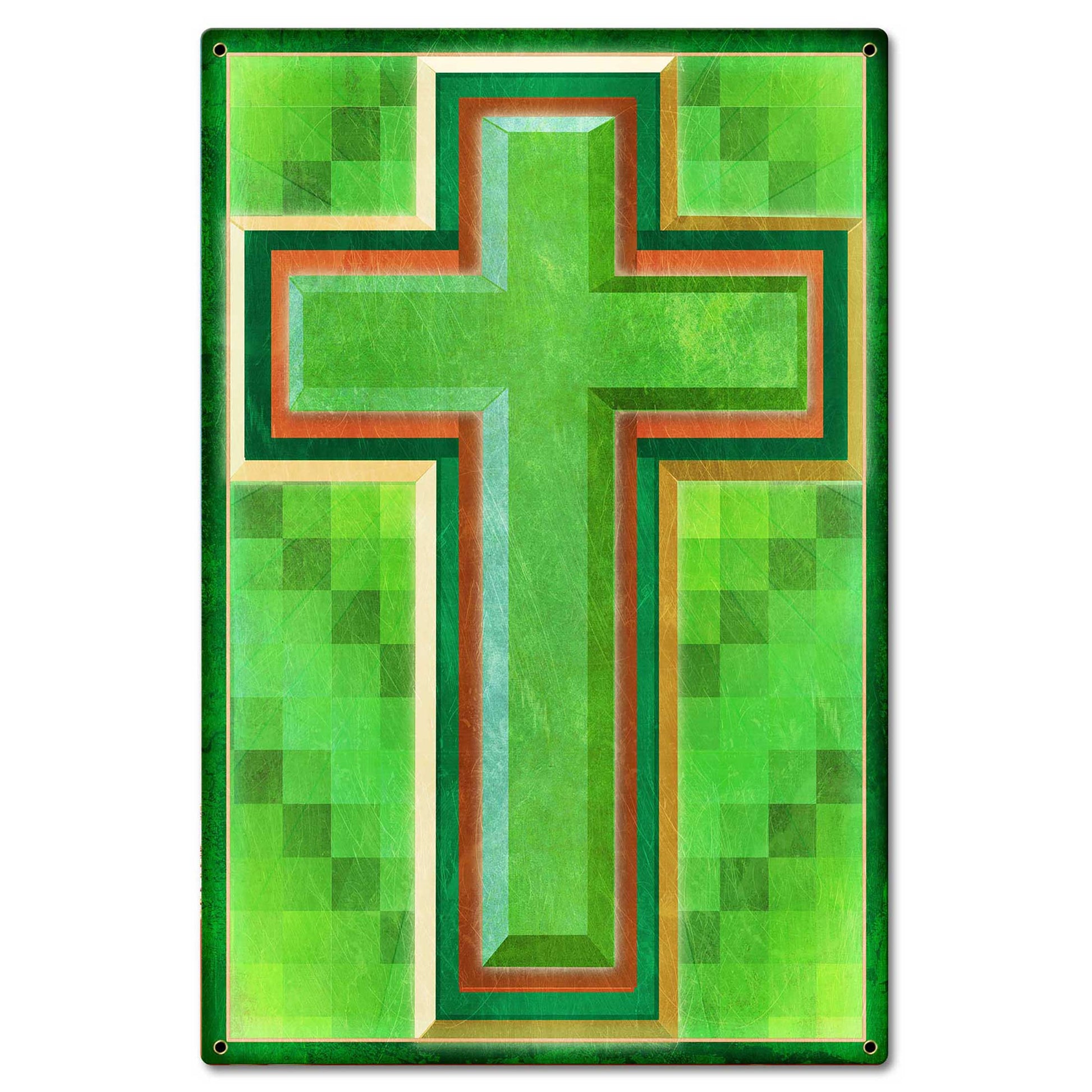 Cross Quilt Multiple Crosses 16 X 24 vintage metal sign